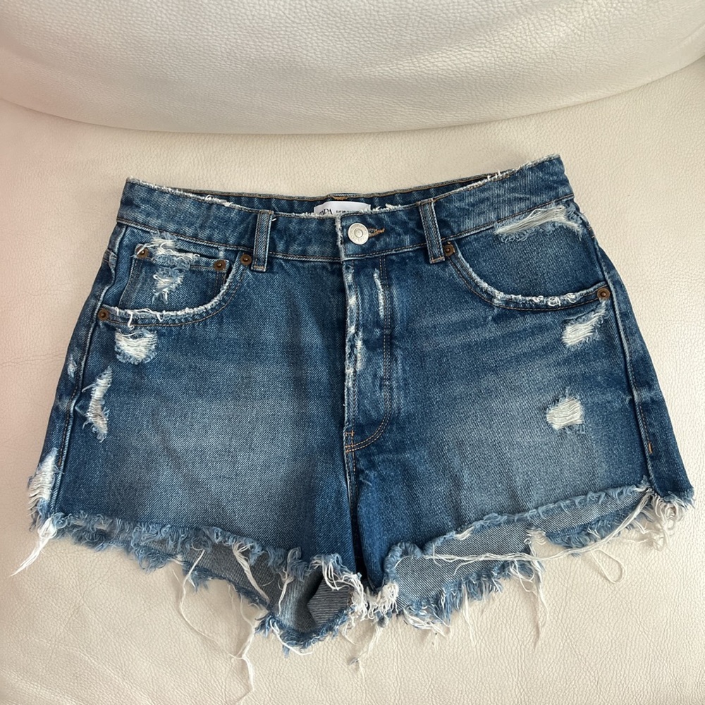 Zara Distressed Denim Shorts